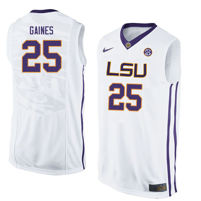 Men #25 Eric Gaines LSU Tigers College Basketball Jerseys Sale-White - Click Image to Close
